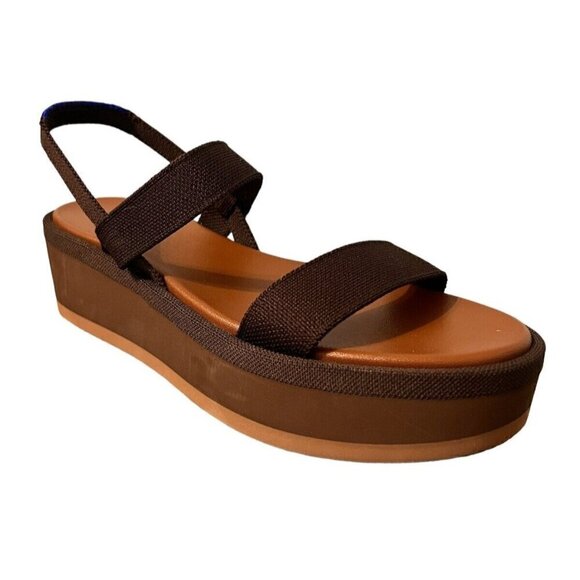 Rothy’s Lightweight Wedge Sandals Brown Size 11 Strappy NWOB - Picture 1 of 7